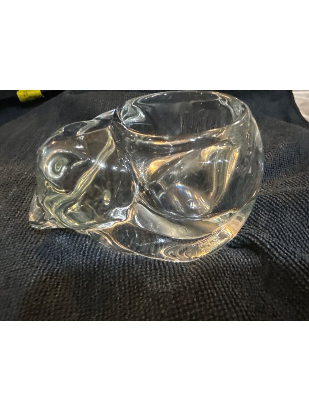 Glass Figural Indiana Glass Sleeping Cat Votive Candle Holder or paperweight